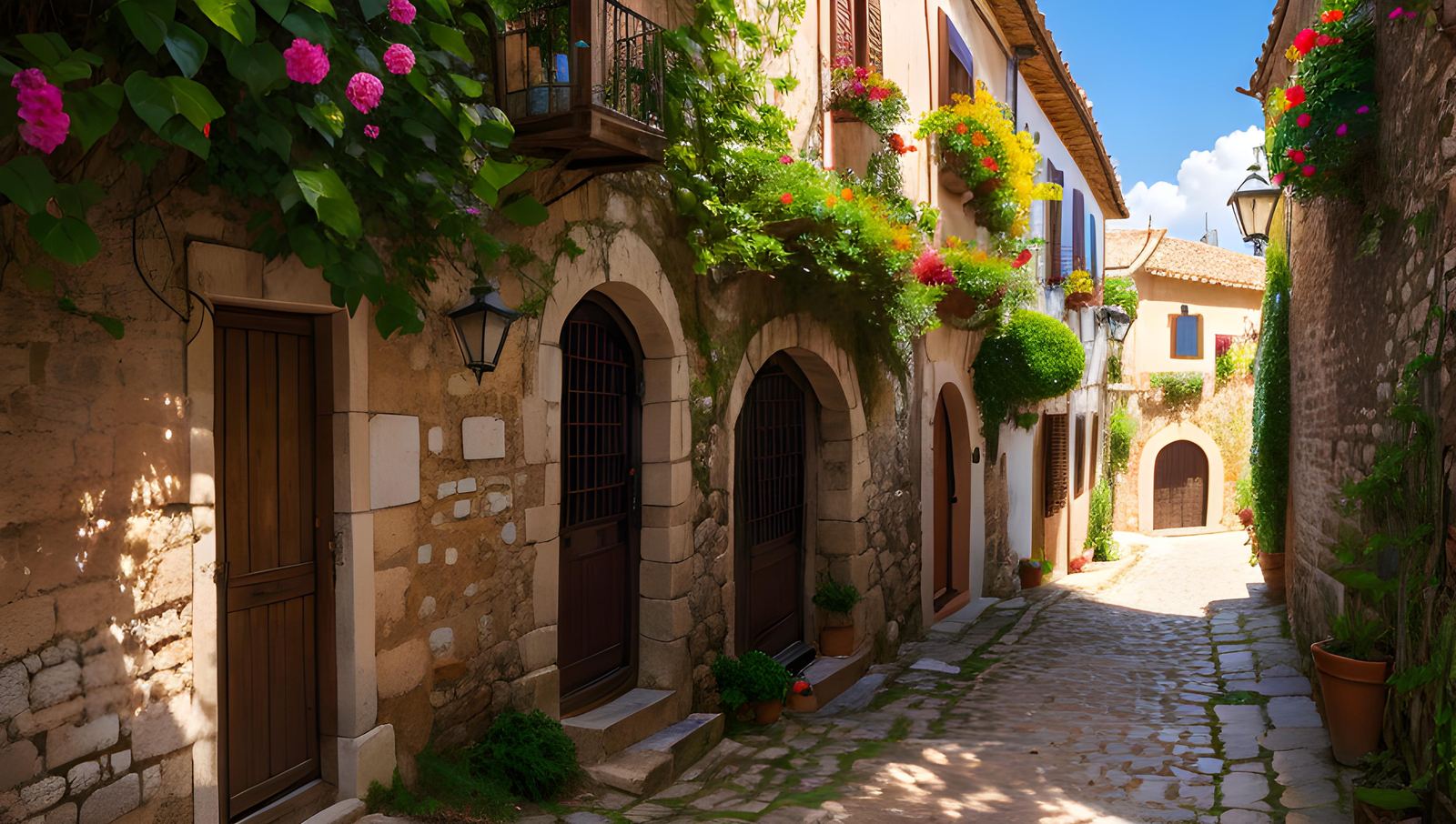 AI-generated street scene in Spain created with Stable Diffusion